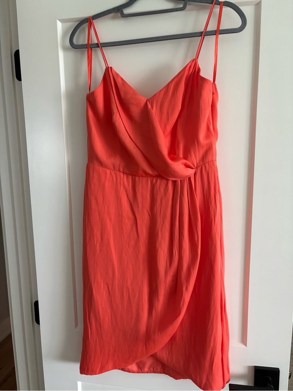 Banana Republic Coral-Orange Draped Midi Slip Dress